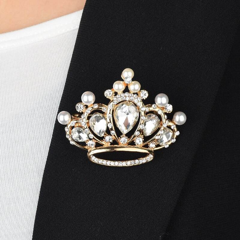 Royal Crown Zircon Pearl Brooch YongxiJewelry 6