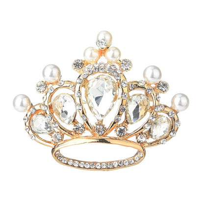 Royal Crown Zircon Pearl Brooch YongxiJewelry 8