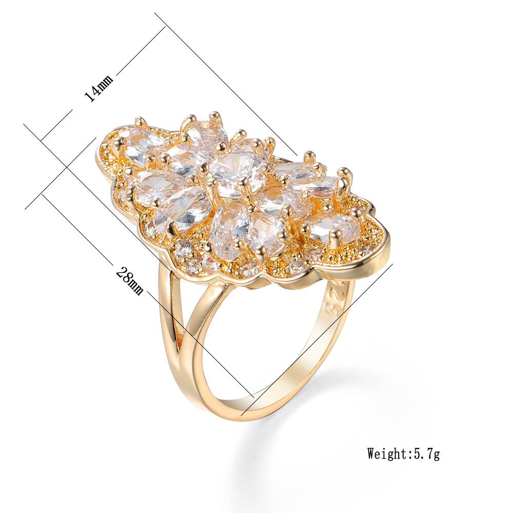 Sparkle Flower Zircon Gold Ring YongxiJewelry6