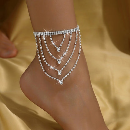 Sparkle Multi-Chain Rhinestones Anklet YongxiJewelry 1