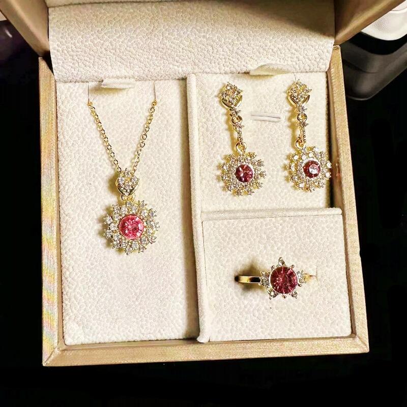 Sparkle Zircon Rhinestones Necklace Earrings Set YongxiJewelry 3