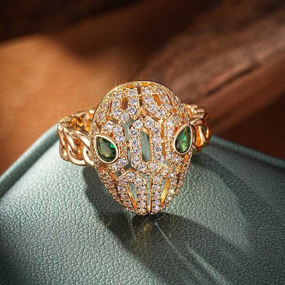 Stylish Green Zircon and Rhinestone Encrusted Gold Ring YongxiJewelry 3