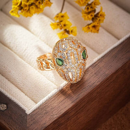 Stylish Green Zircon and Rhinestone Encrusted Gold Ring YongxiJewelry 4