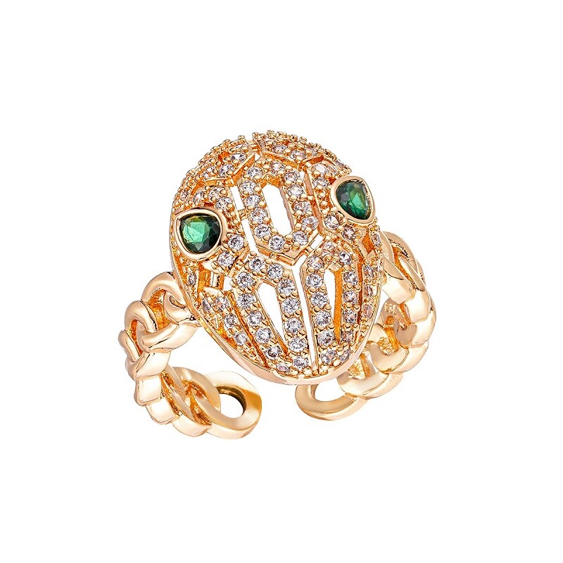 Stylish Green Zircon and Rhinestone Encrusted Gold Ring YongxiJewelry 6