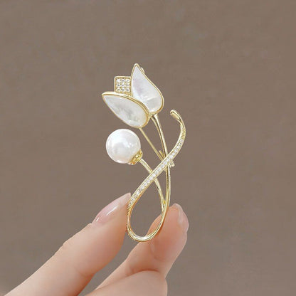 Stylish Tulip Pearl Brooch Pin YongxiJewelry 1