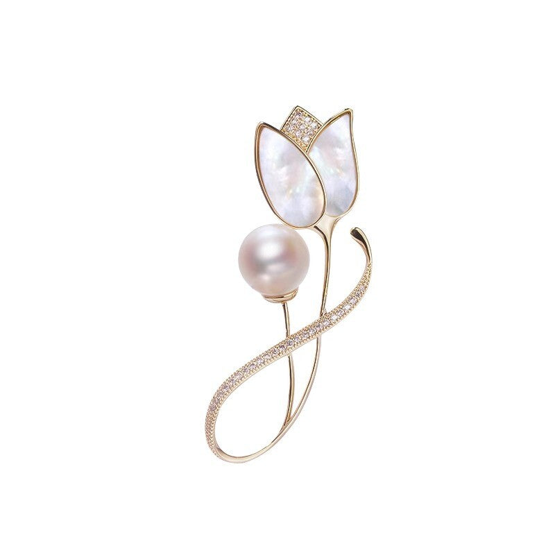 Stylish Tulip Pearl Brooch Pin YongxiJewelry 2