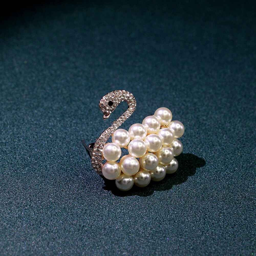 Swan Rhinestone Pearl Brooch YongxiJewelry 6