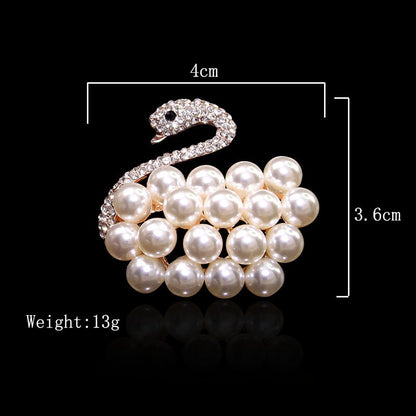 Swan Rhinestone Pearl Brooch YongxiJewelry 8