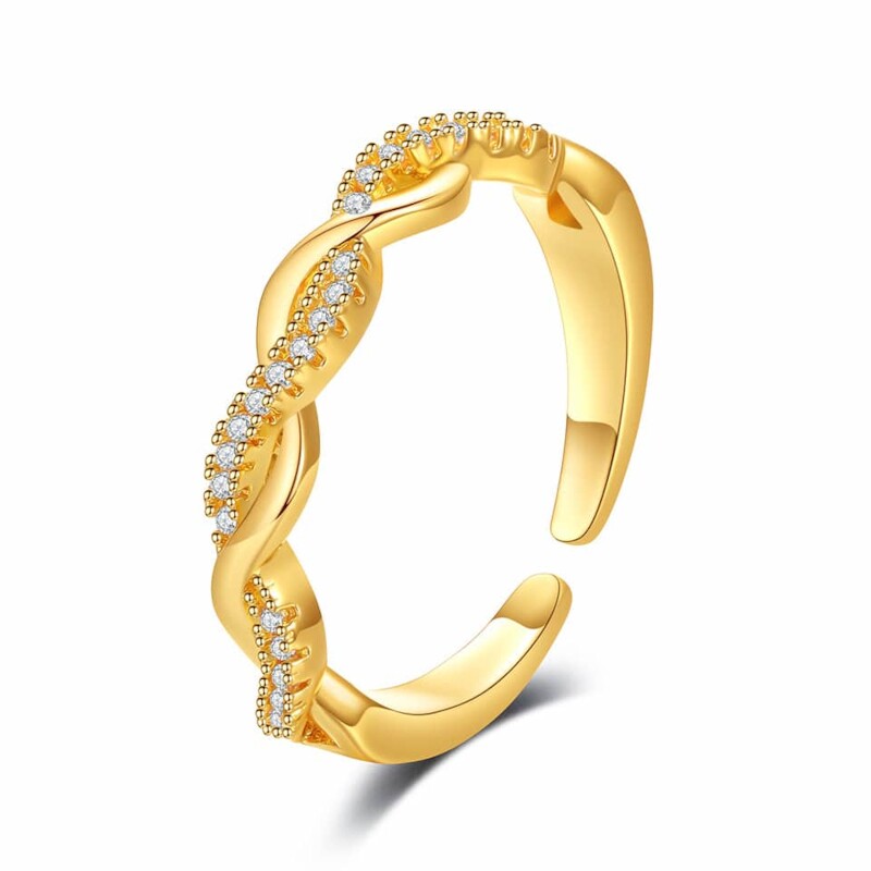 Twisted Ring with Rhinestones Embellishments YongxiJewelry  gold