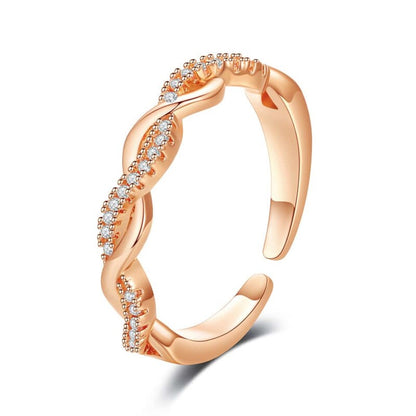 Twisted Ring with Rhinestones Embellishments YongxiJewelry  rose gold