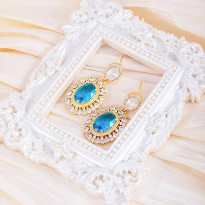 Vintage Blue Zircon Rhinestone Earrings YongxiJewelry  3