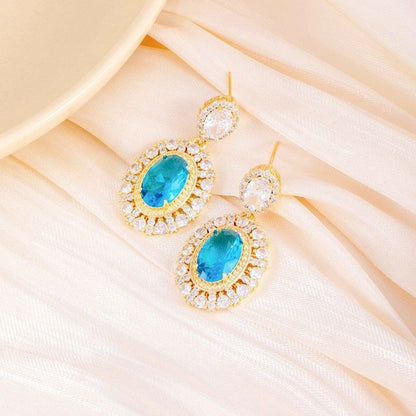 Vintage Blue Zircon Rhinestone Earrings YongxiJewelry  4