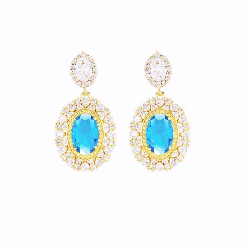 Vintage Blue Zircon Rhinestone Earrings YongxiJewelry  5