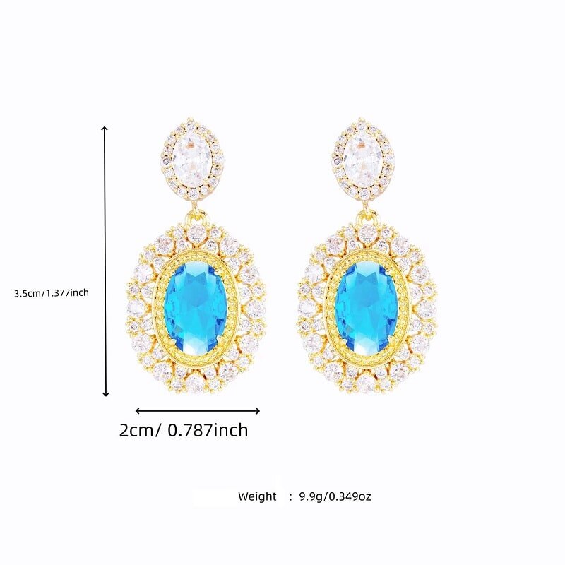 Vintage Blue Zircon Rhinestone Earrings YongxiJewelry  6