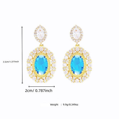 Vintage Blue Zircon Rhinestone Earrings YongxiJewelry  6