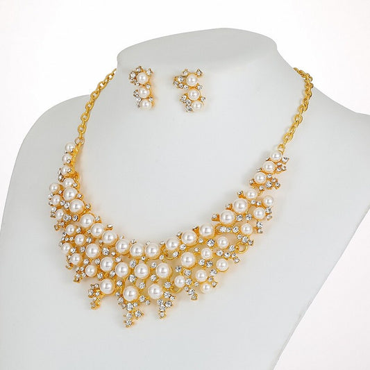 Vintage Rhinestones And Pearl Necklace Set YongxiJewelry 1