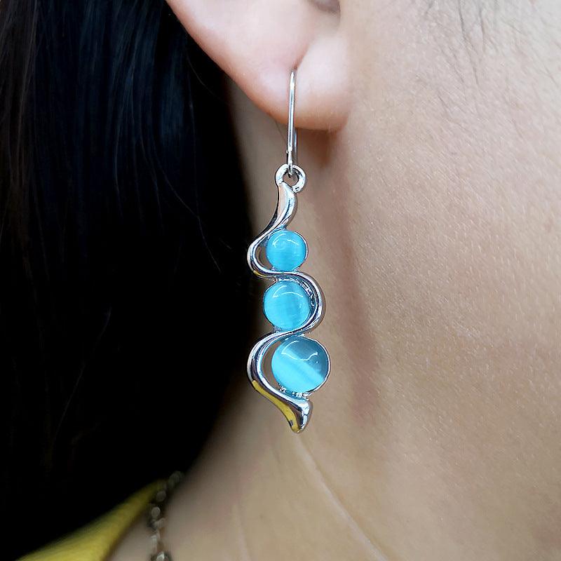 Elegant Aqua Gemstone Drop Earrings YongxiJewelry 1