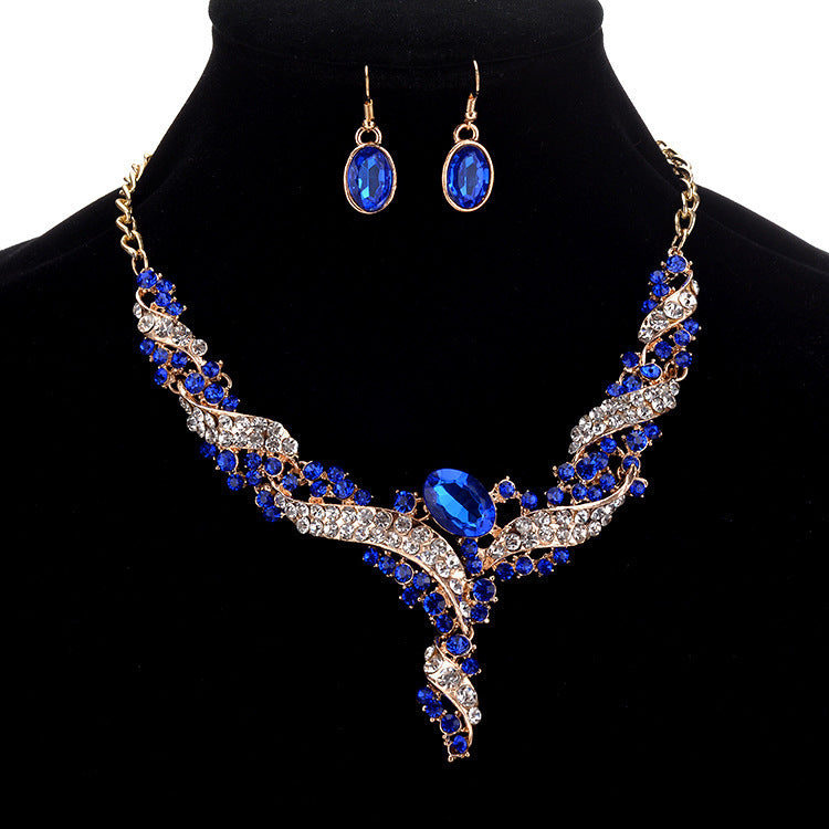 Multicolored Gemstone Necklace & Earrings Set YongxiJewelry Blue