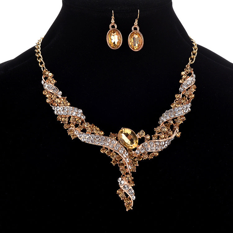 Multicolored Gemstone Necklace & Earrings Set YongxiJewelry Champagne