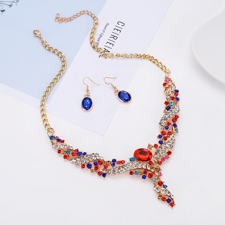 Multicolored Gemstone Necklace & Earrings Set YongxiJewelry Multicolor 3