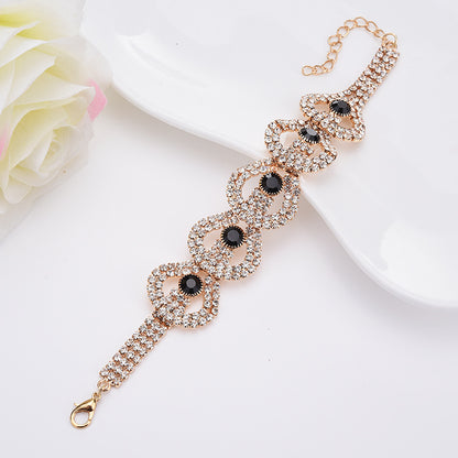 Gemstone Rhinestone Bracelet YongxiJewelry Gold-Black