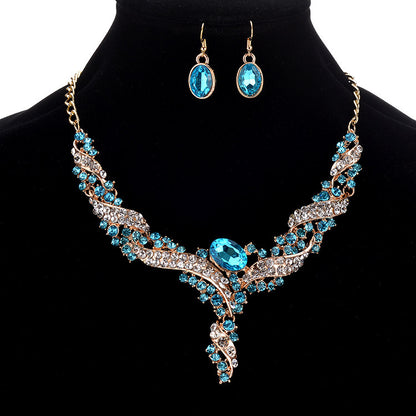 Multicolored Gemstone Necklace & Earrings Set YongxiJewelry Light Blue