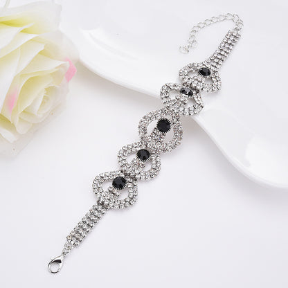 Gemstone Rhinestone Bracelet YongxiJewelry Silver-White